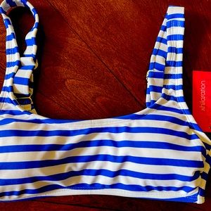 NWT striped white /blue swim top size medium